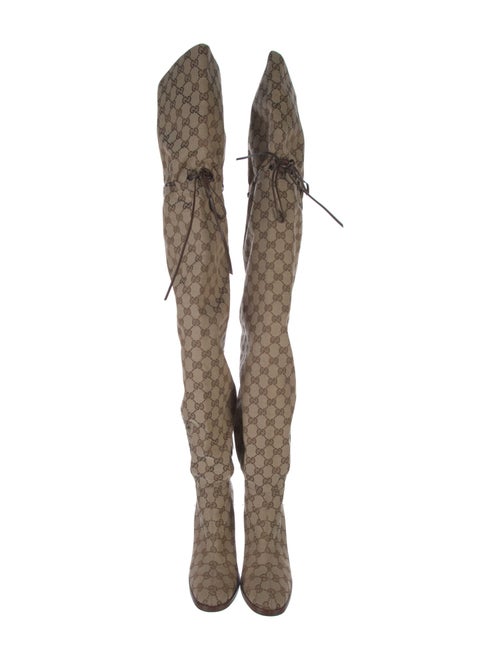 Gucci GG Canvas Canvas Lace-Up Boots