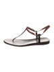 Gucci Web Accent Leather T-Strap Sandals