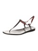 Gucci Web Accent Leather T-Strap Sandals