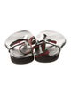 Gucci Web Accent Leather T-Strap Sandals
