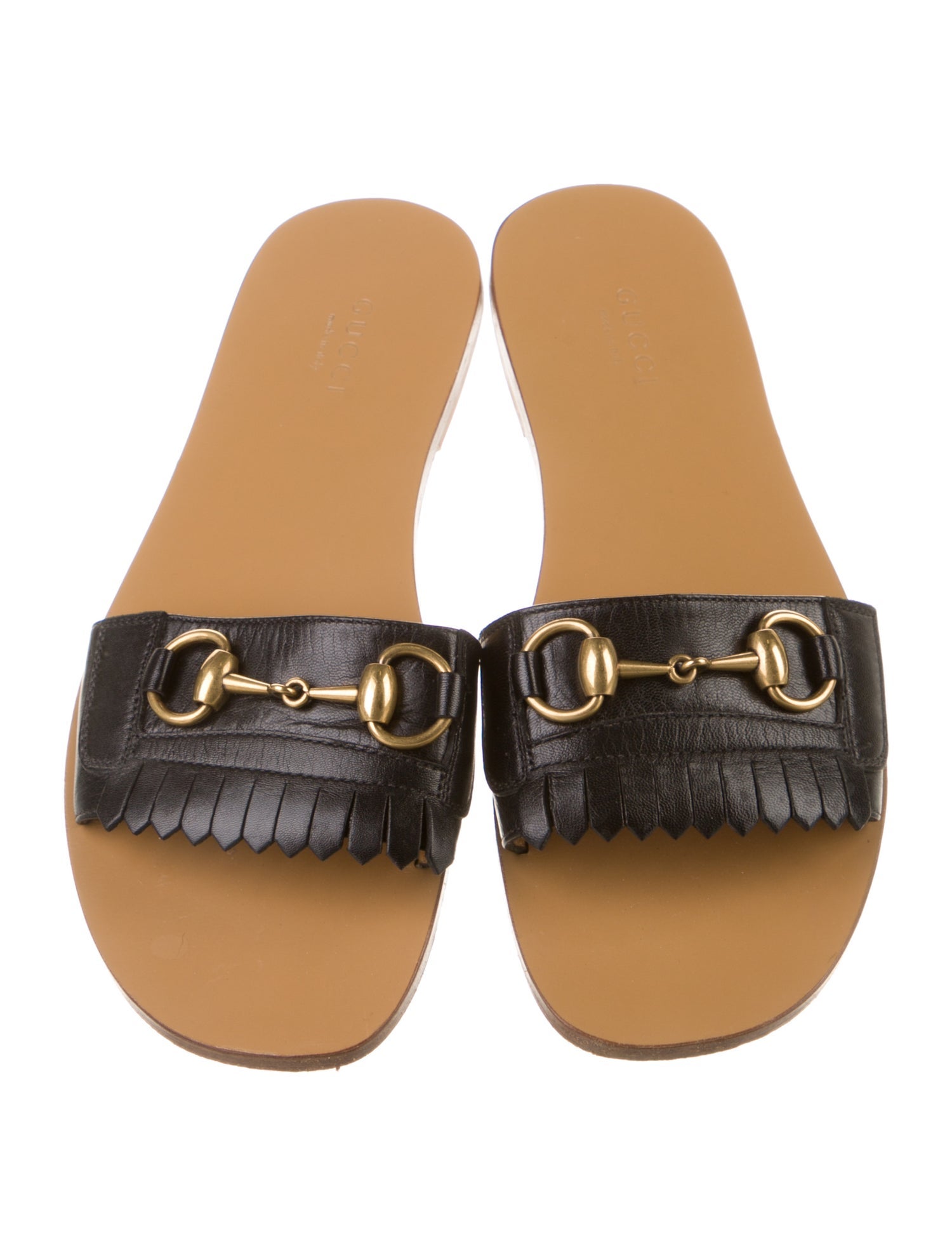 Gucci Horsebit Accent Leather Slides