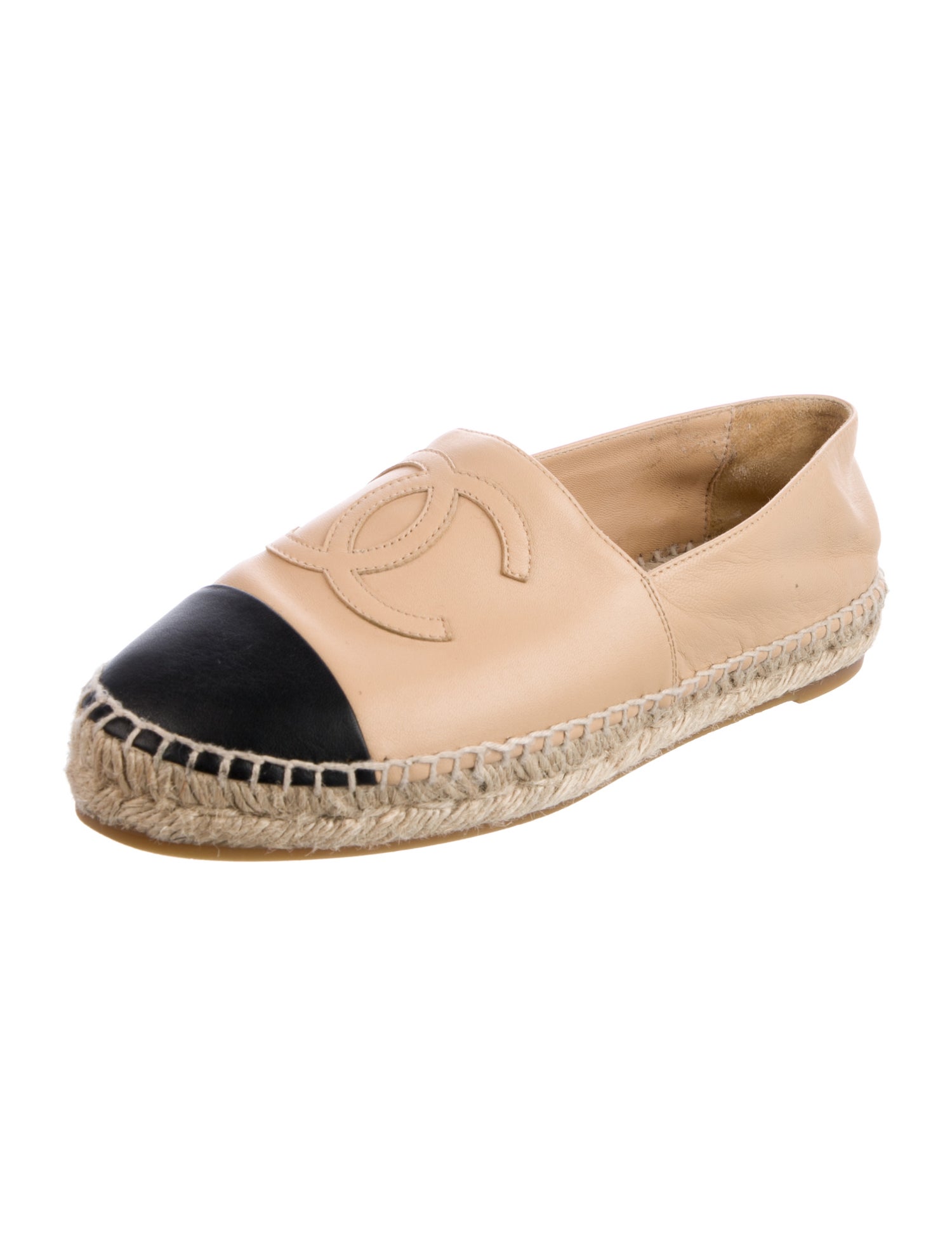 Chanel Interlocking CC Logo Leather Espadrilles