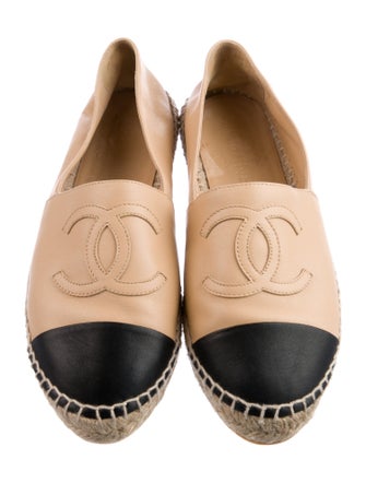 Chanel Interlocking CC Logo Leather Espadrilles