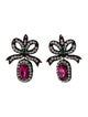 Gucci Crystal Embroidered Bow Drop Earrings