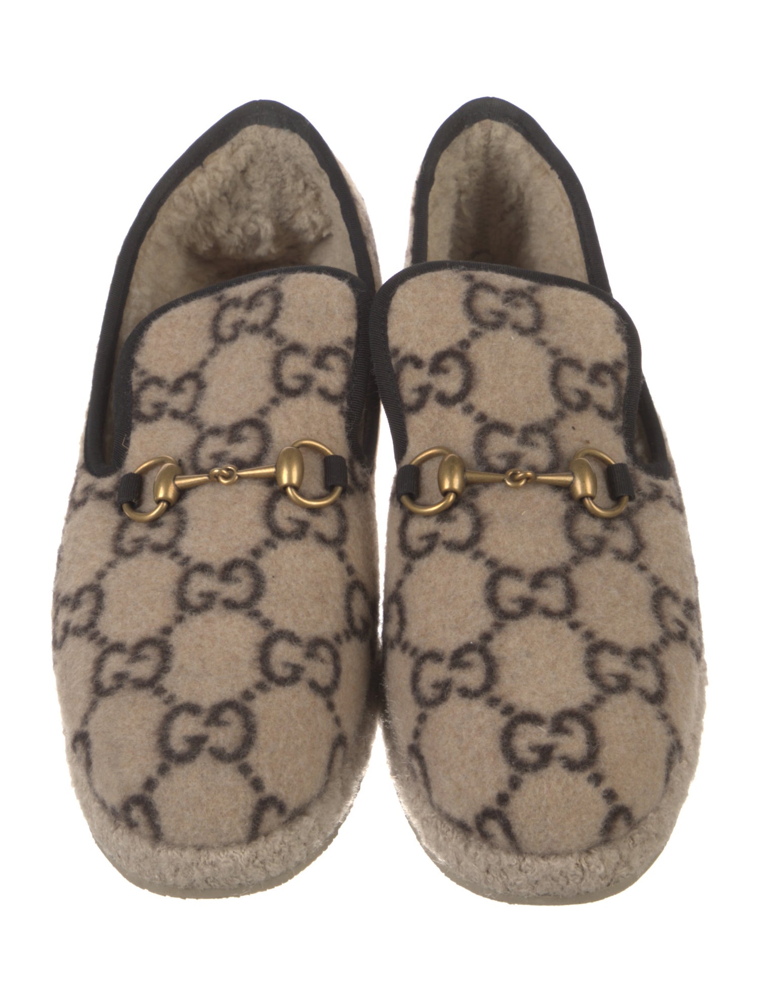 Gucci Horsebit Accent Wool Slippers