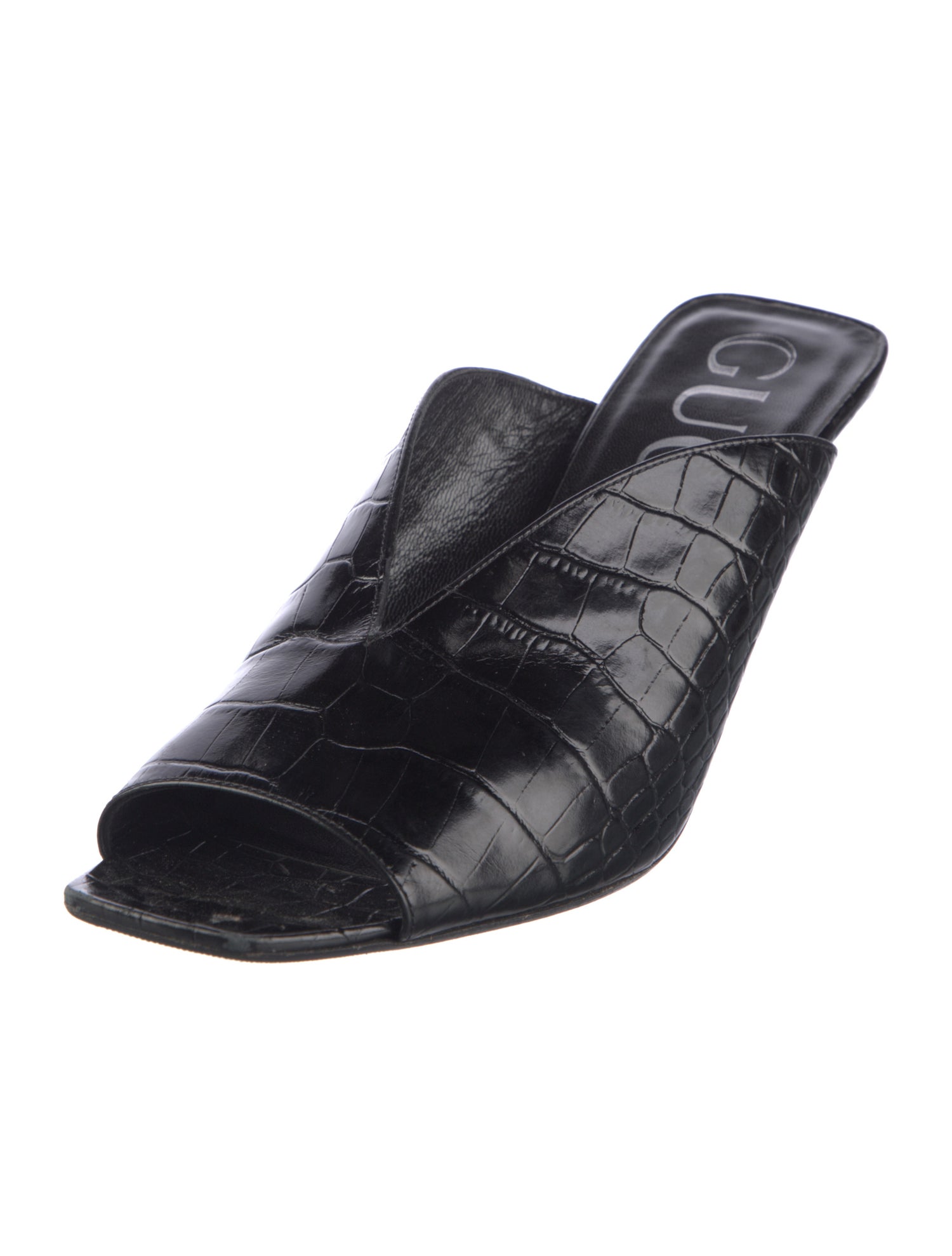 Gucci Embossed Leather Slides