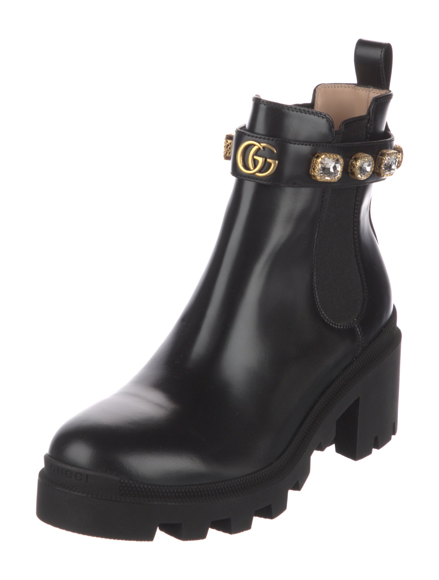 Gucci Running GG Logo Leather Chelsea Boots