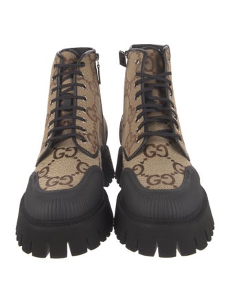 Gucci Canvas Printed Combat Boots