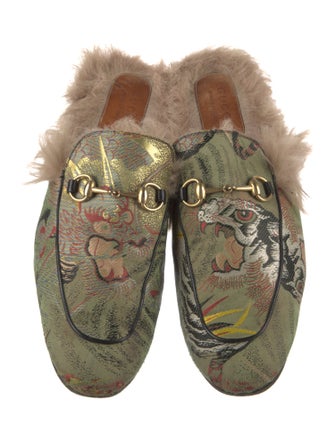 Gucci Horsebit Accent Jacquard Slippers