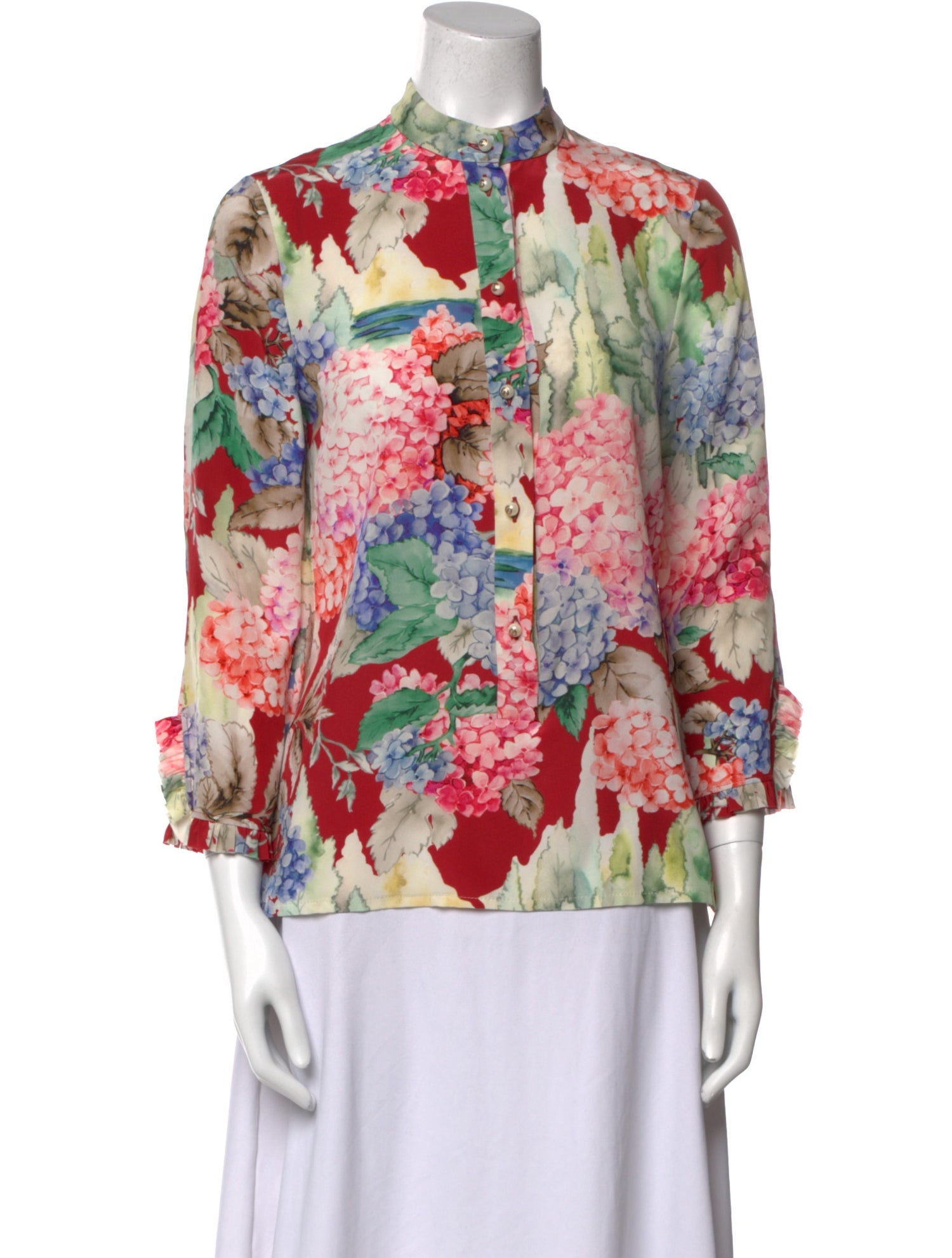 Gucci Silk Floral Print Blouse