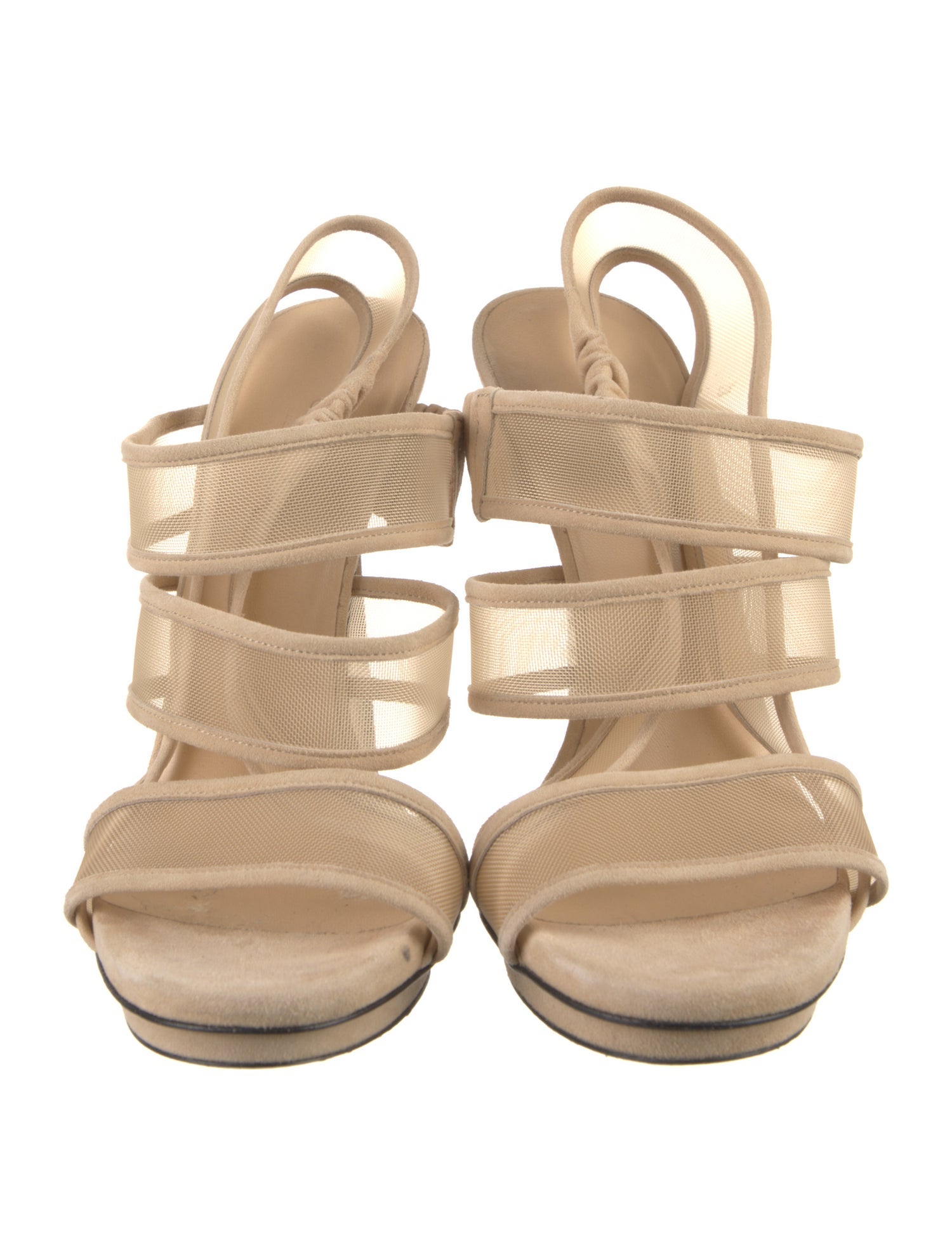 Gucci Suede Mesh Accents Slingback Sandals