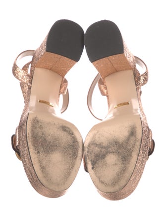 Gucci Double G Logo Leather Sandals