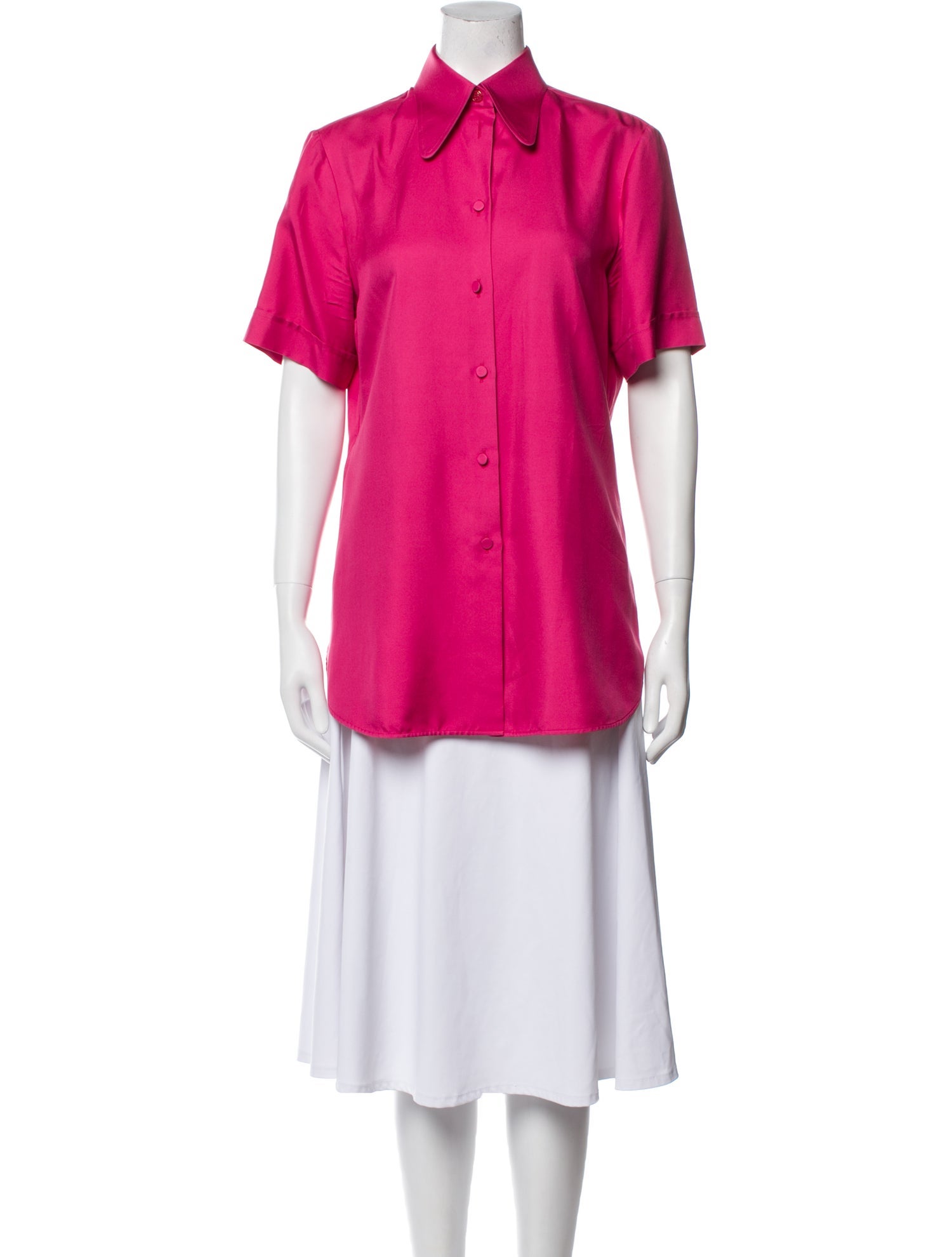 Gucci Silk Short Sleeve Button-Up Top