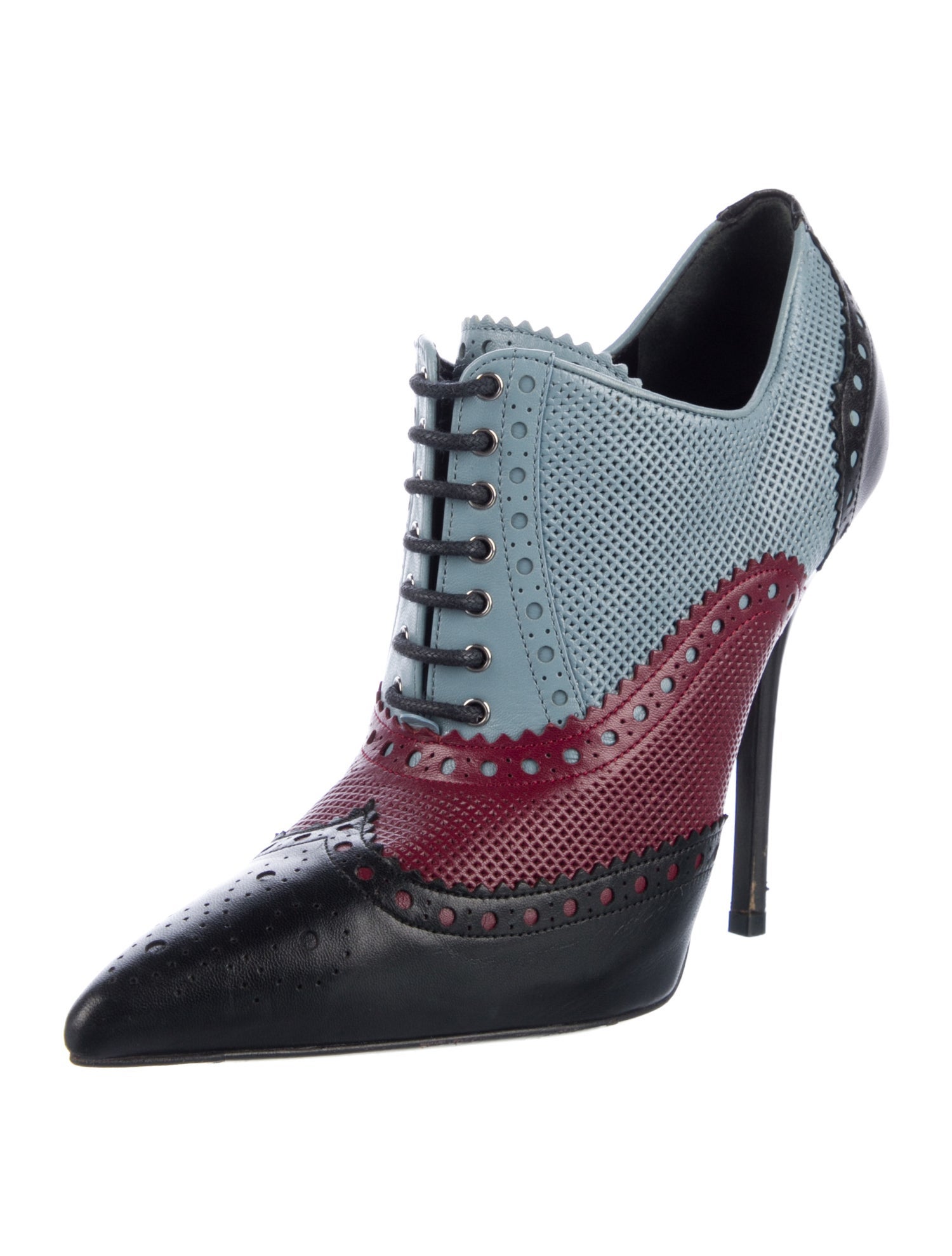 Gucci Leather Colorblock Pattern Pumps