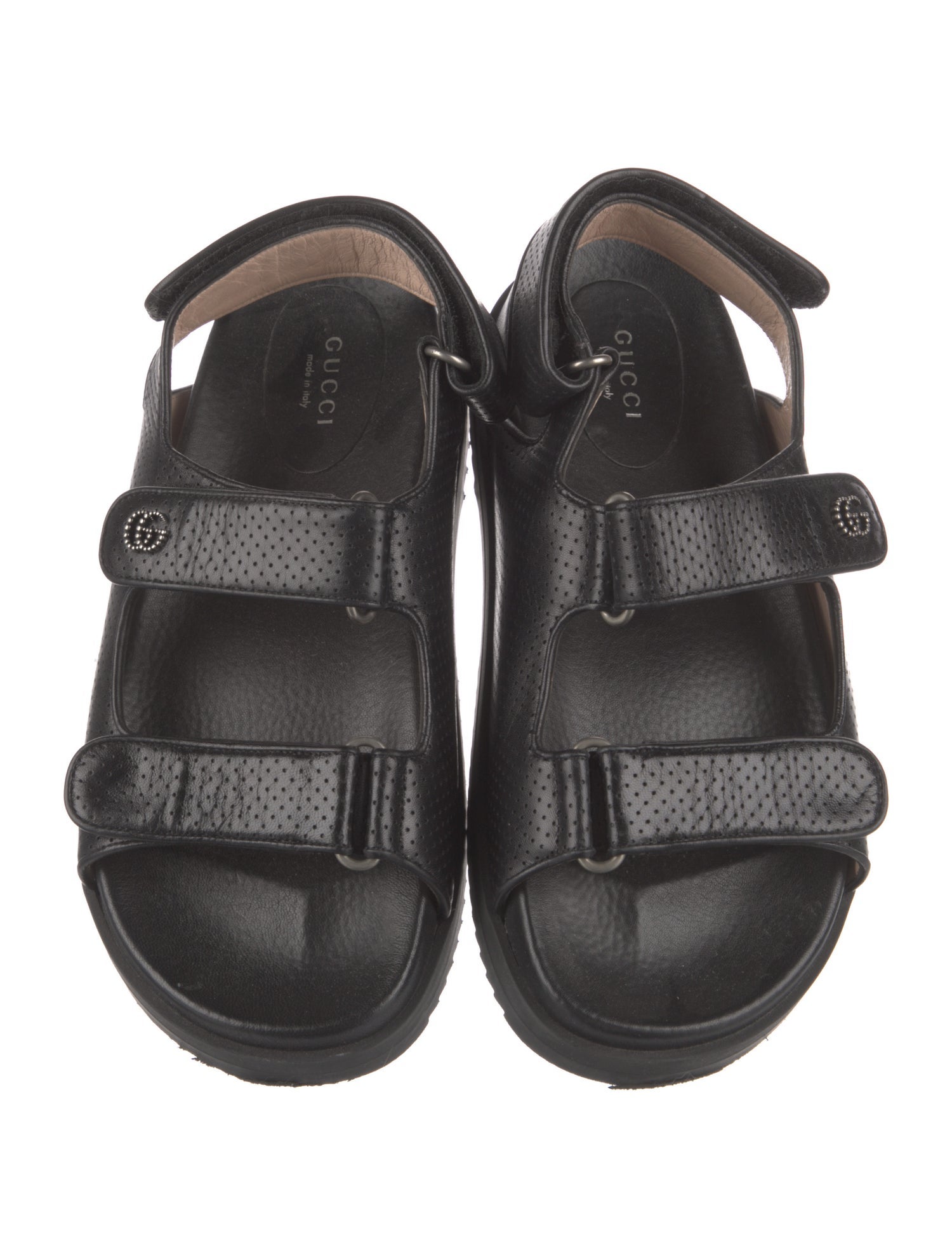 Gucci Double G Logo Leather Slingback Sandals