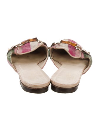 Gucci Horsebit Accent Canvas Mules