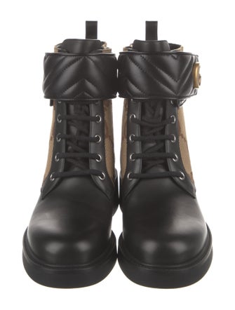 Gucci Double G Logo Leather Combat Boots w/ Tags