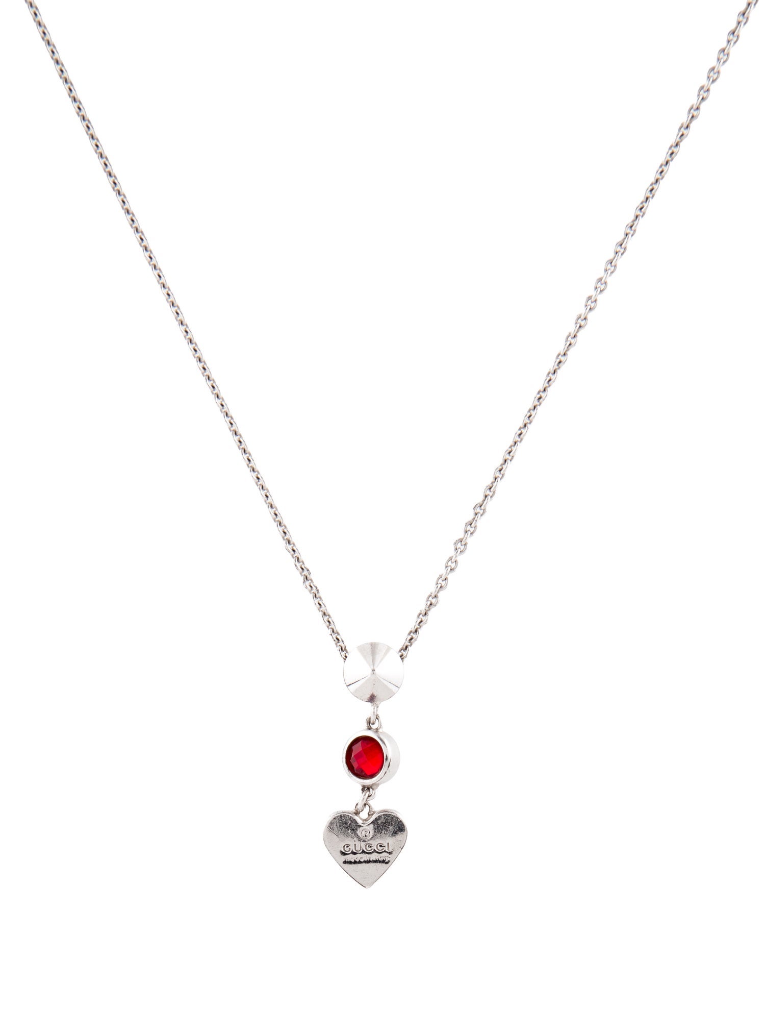 Gucci Crystal Heart Trademark Pendant Necklace