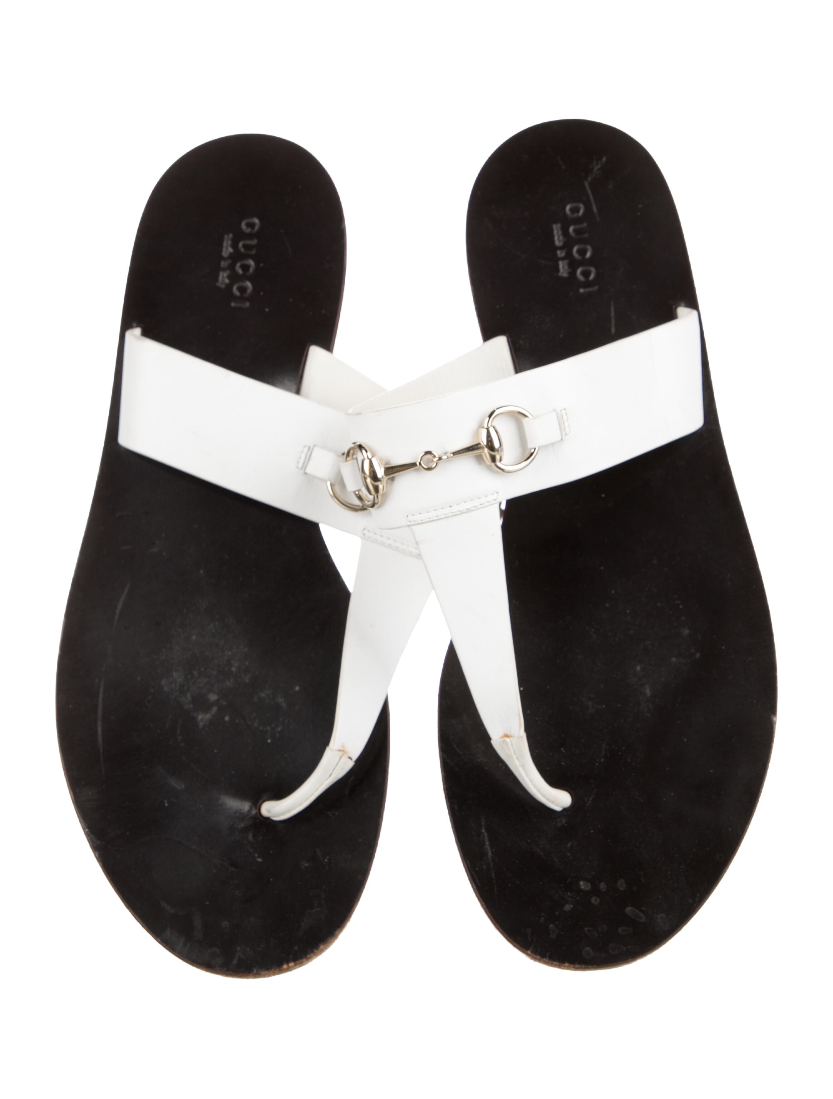 Gucci Double G Logo Leather T-Strap Sandals