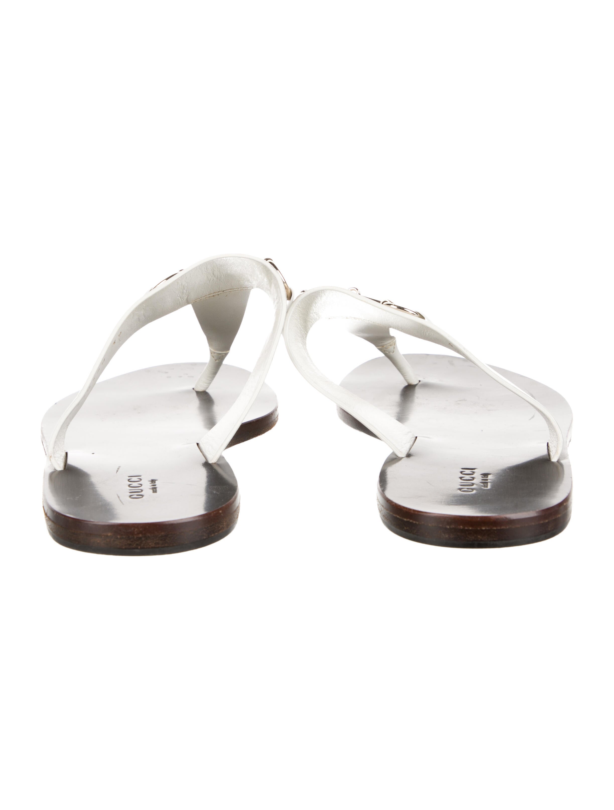 Gucci Double G Logo Leather T-Strap Sandals