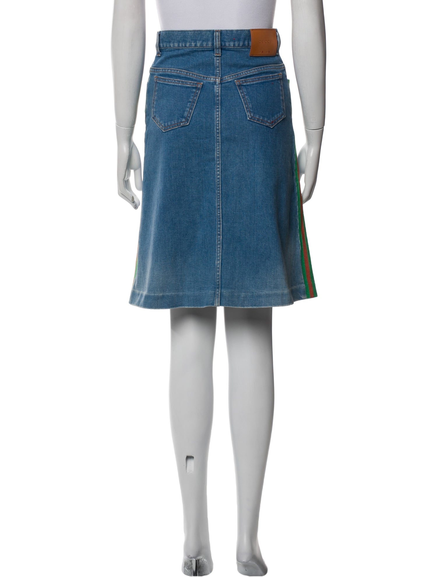 Gucci Grosgrain Trim Knee-Length Skirt