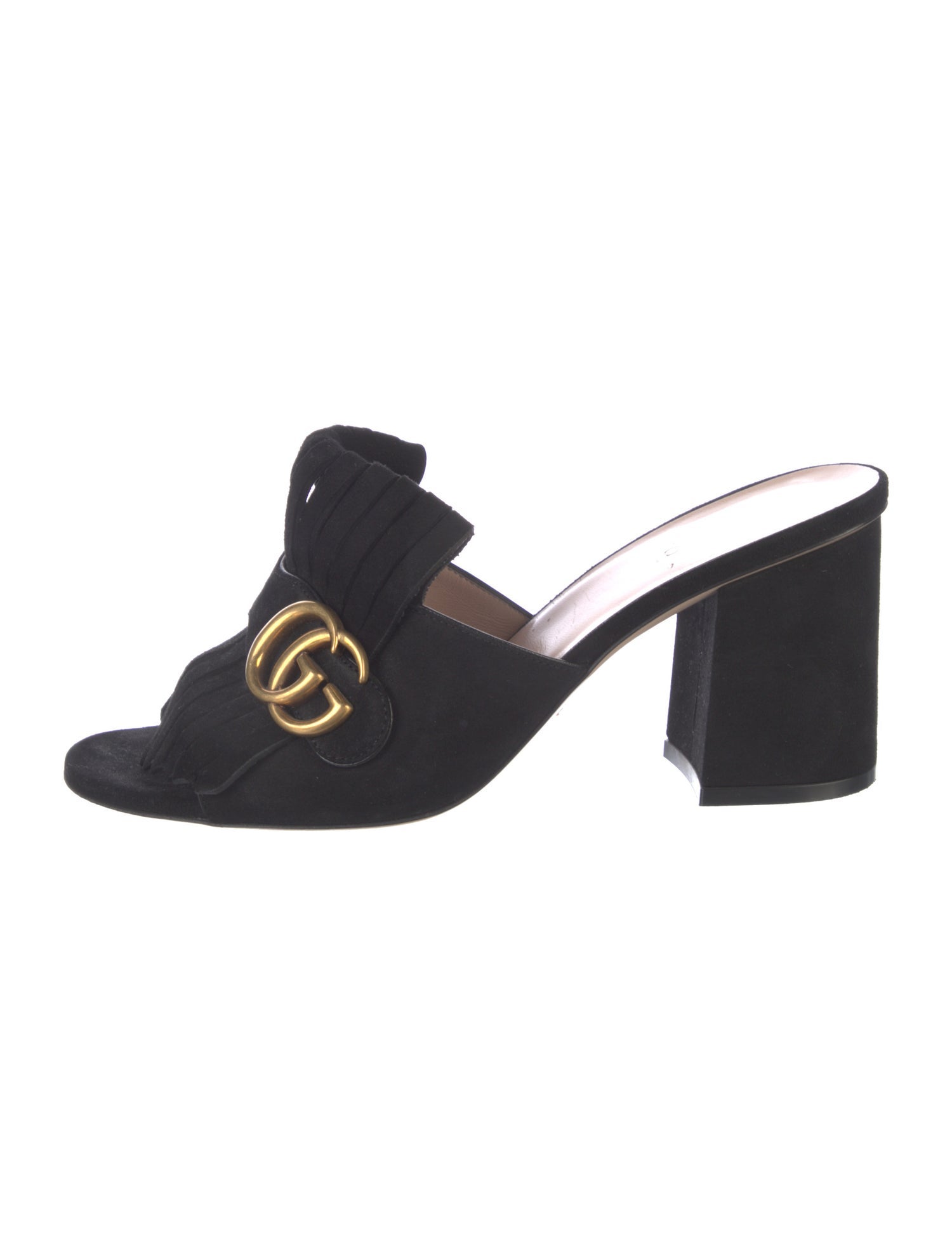 Gucci Double G Logo Suede Slides