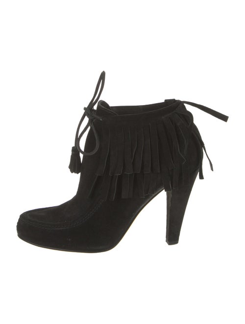 Gucci Suede Tassel Accents Lace-Up Boots