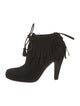 Gucci Suede Tassel Accents Lace-Up Boots