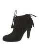 Gucci Suede Tassel Accents Lace-Up Boots