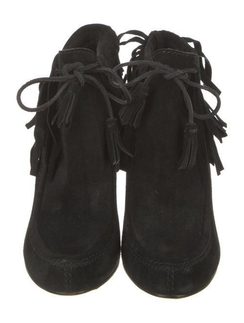 Gucci Suede Tassel Accents Lace-Up Boots