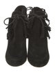 Gucci Suede Tassel Accents Lace-Up Boots