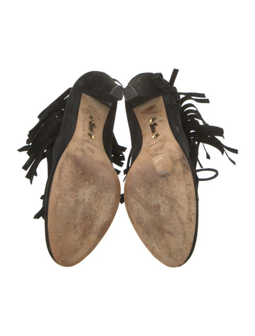 Gucci Suede Tassel Accents Lace-Up Boots