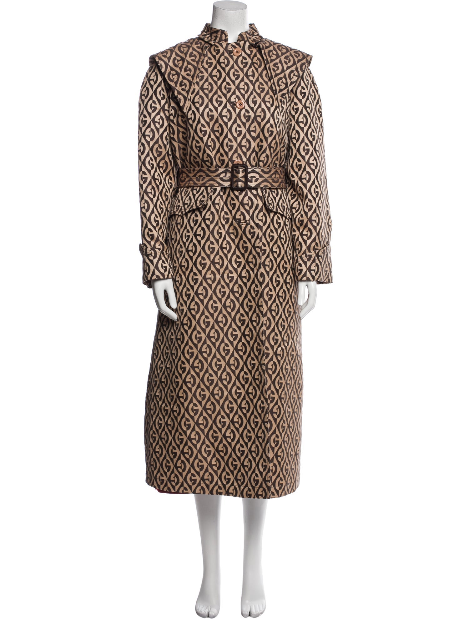 Gucci Wool Printed Trench Coat