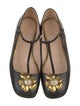 Gucci Faux Pearl Accents Leather Ballet Flats