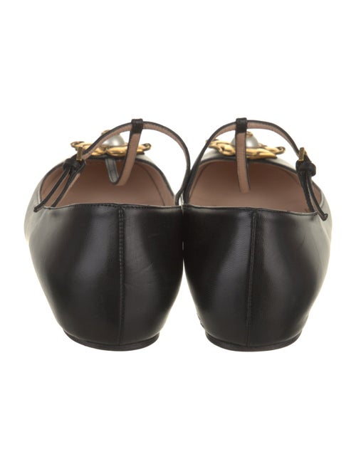 Gucci Faux Pearl Accents Leather Ballet Flats