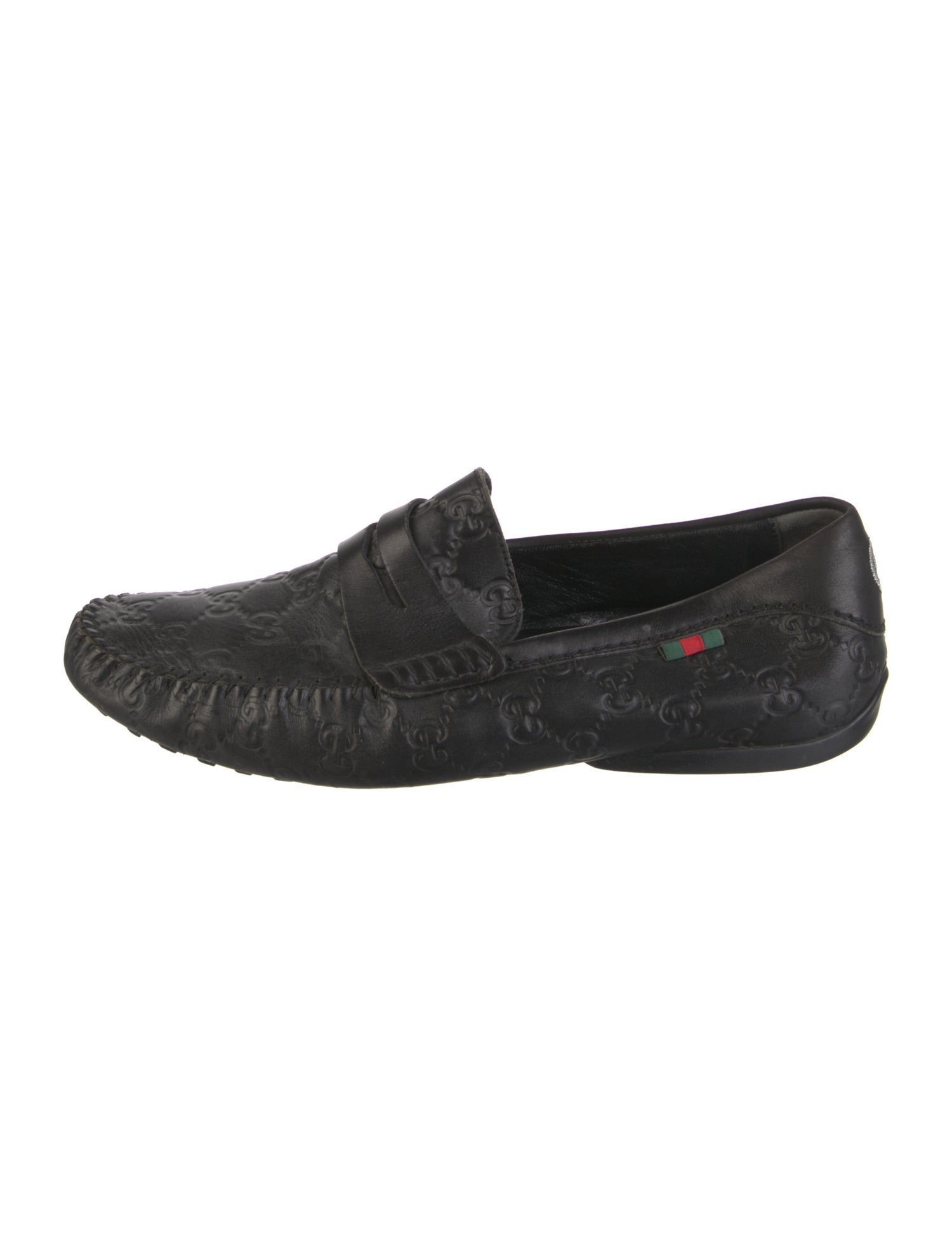 Gucci Web Accent Leather Moccasins