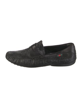 Gucci Web Accent Leather Moccasins