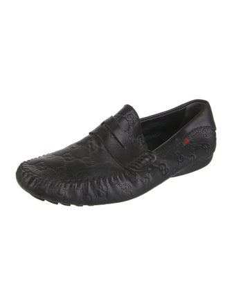 Gucci Web Accent Leather Moccasins