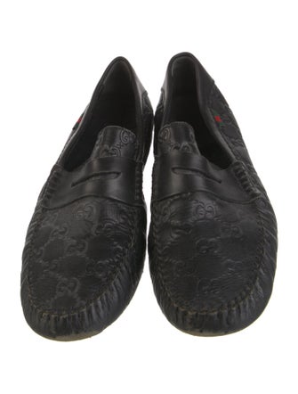 Gucci Web Accent Leather Moccasins
