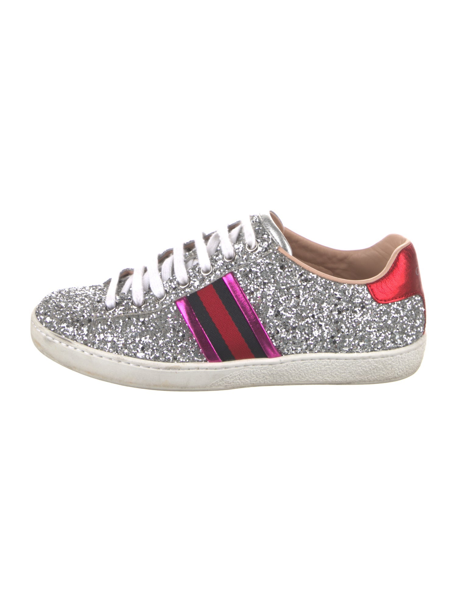 Gucci Sylvie Web Accent Glitter Sneakers