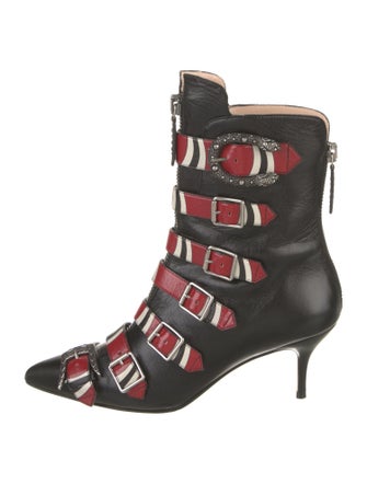 Gucci Dionysus Accent Leather Lace-Up Boots