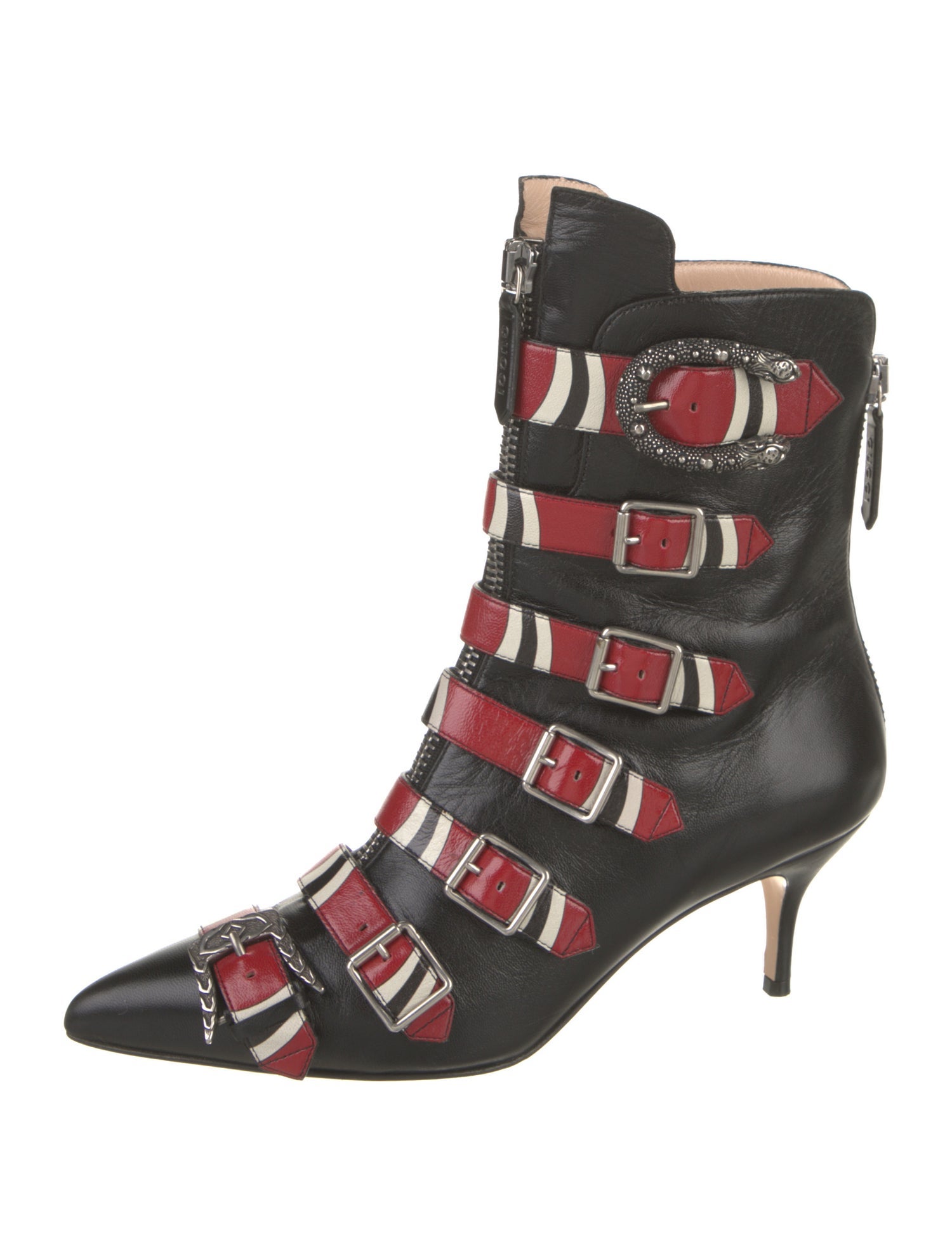 Gucci Dionysus Accent Leather Lace-Up Boots