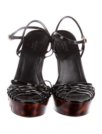 Gucci Interlocking G Logo Patent Leather Sandals