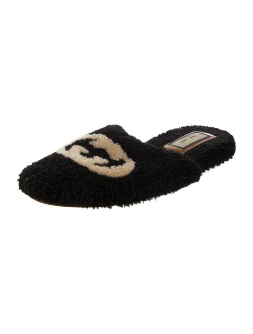 Gucci Interlocking G Logo Shearling Mules