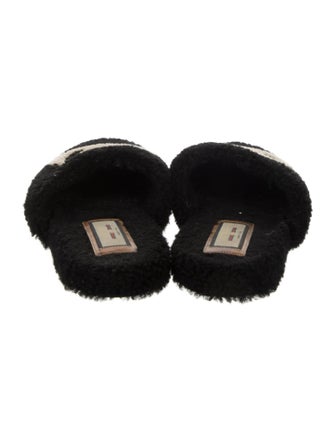 Gucci Interlocking G Logo Shearling Mules