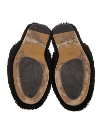 Gucci Interlocking G Logo Shearling Mules