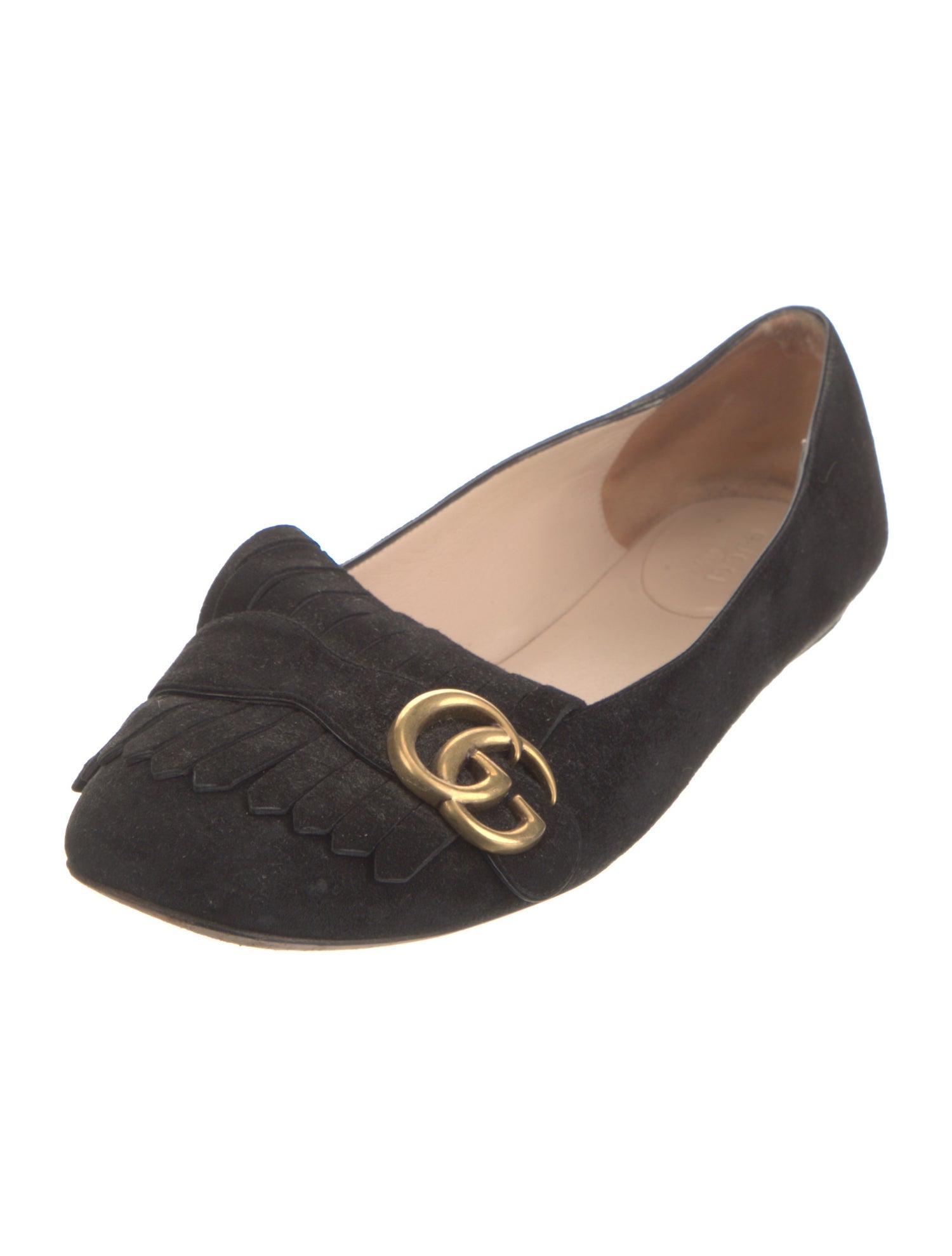 Gucci Double G Logo Suede Ballet Flats