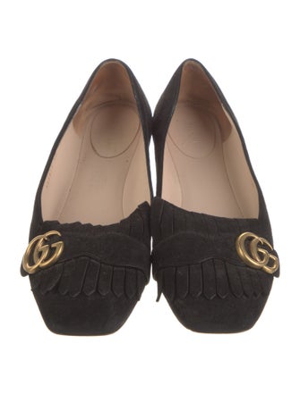 Gucci Double G Logo Suede Ballet Flats