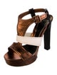 Gucci Leather Colorblock Pattern T-Strap Pumps