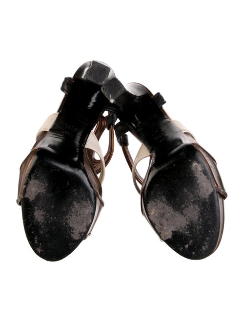 Gucci Leather Colorblock Pattern T-Strap Pumps